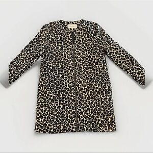 Cupcakes & Cashmere Cheetah Animal Print Full Zip Brocade Coat Size Small S Fall